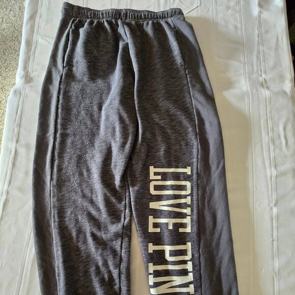 Women's Size Small  PINK/Victoria Secret Solid Gray Fleece Lined Jogging Pants - Picture 1 of 8